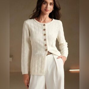 Luxury French knit sweater cardigan. L NWT